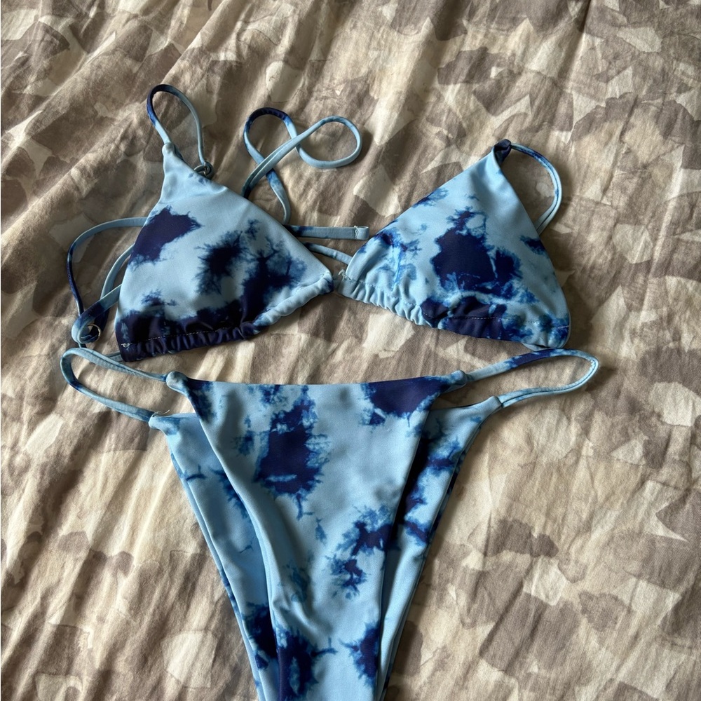 Blue Tie-Dye Bikini Set